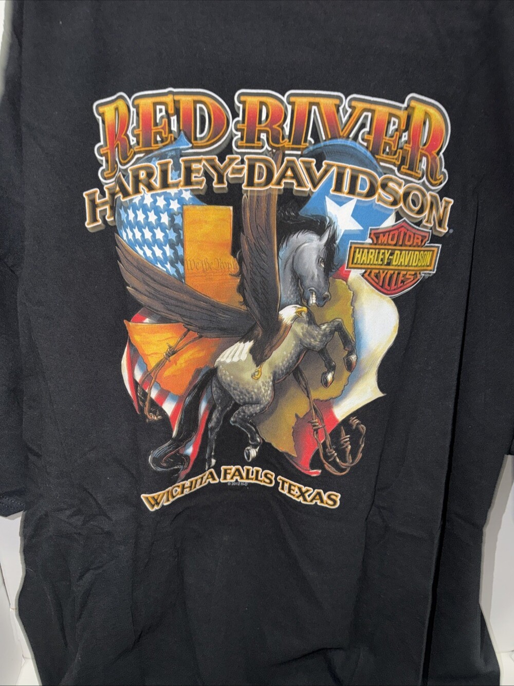 Harley Davidson Shirt Mens 4XL Black Graphic Print Red River Wichita Falls Texas